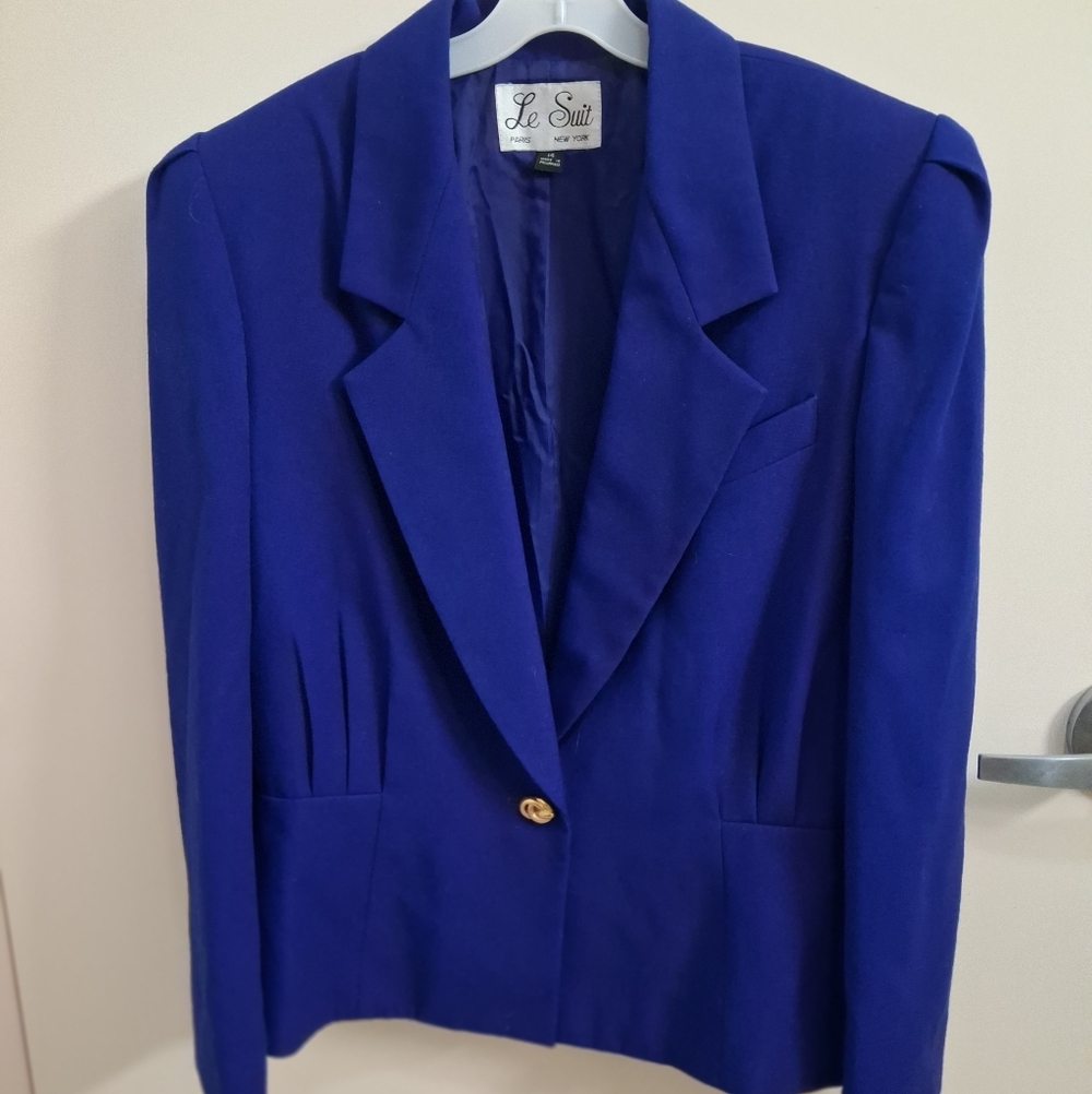 Le Suit Paris Of New York Royal Blue Womens Blazer 14 - Picture 4 of 9